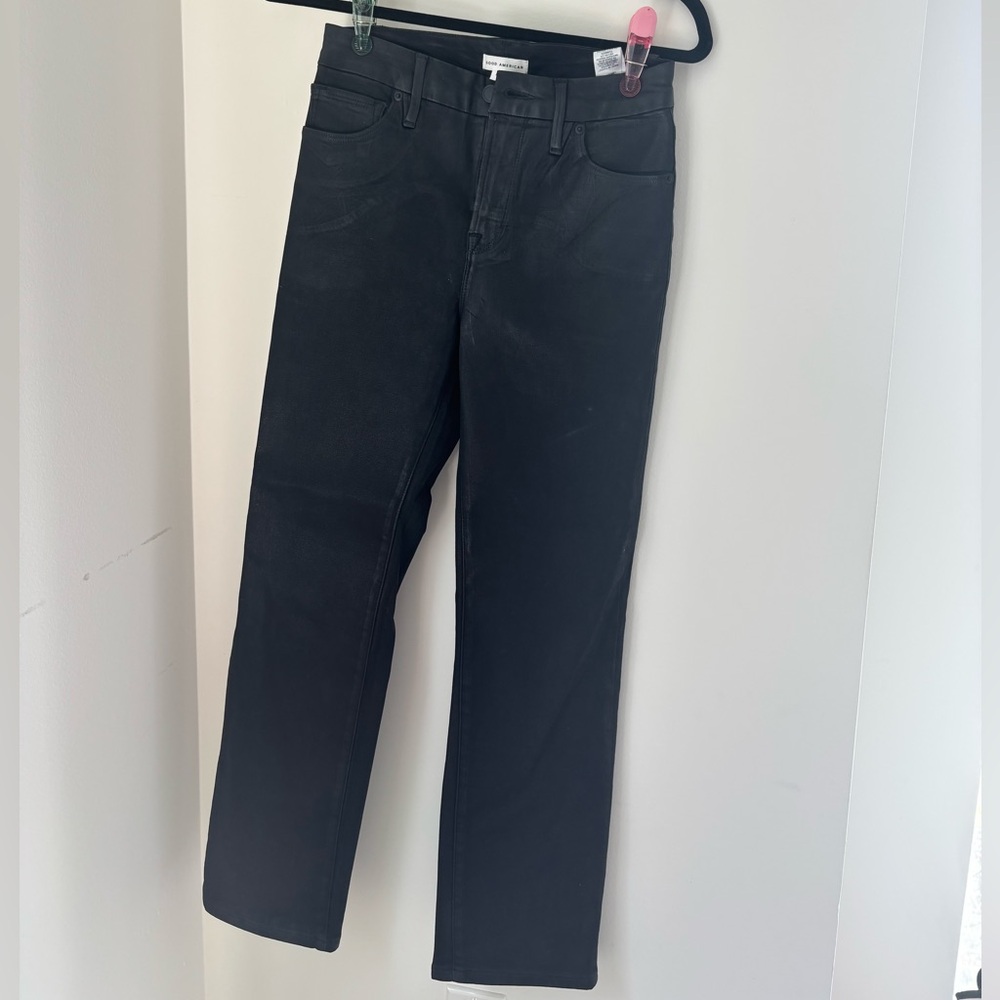 Good American Black Straight Leg Jeans